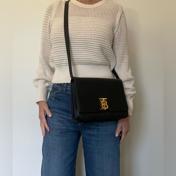 Burberry Medium TB Bag – Black Grained Leather with Gold Hardware - Picture 15 of 15